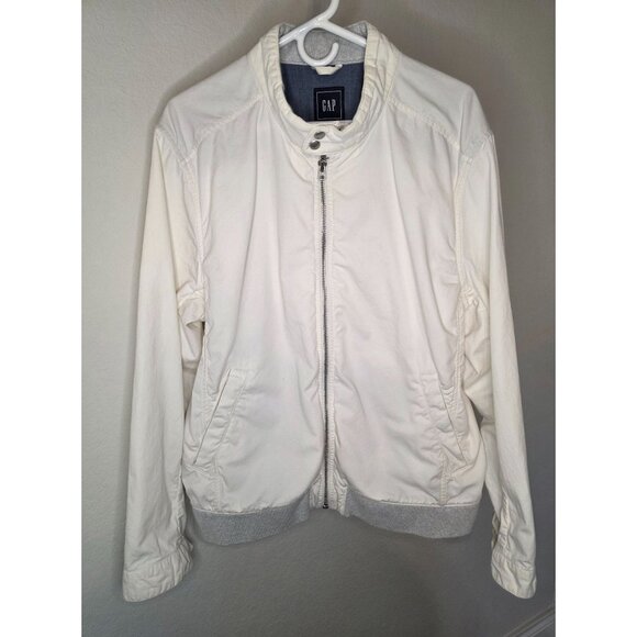 GAP Cotton Harrington Jacket XL Snow Cap White Zip Front Casual - Picture 1 of 10